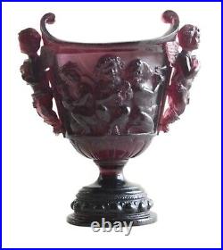 Vintage Vase Putti Figures Daum Nancy Art Nouveau Glass French Signed 1890s