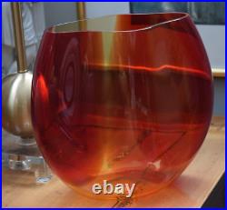 Vistosi Signed'06 Red/Orange/Yellow Large 10 Modern Art Glass Vase