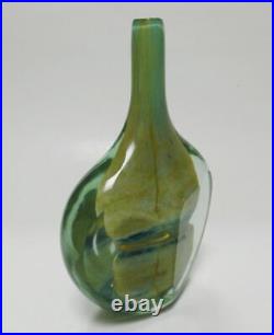 Vtg 1970's Signed Mdina Malta Fish Lollipop Axe Head Michael Harris Glass Vase