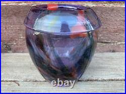 Vtg 1977 Fostoria Art Glass Wisteria Dichromatic Vase Signed