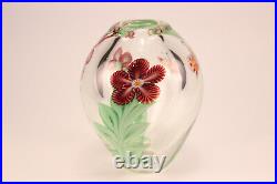 Vtg 1982 Orient & Flume Art Glass Thick Flower & Butterfly Vase Signed July 37