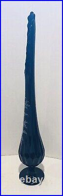 Vtg Fenton 20 Black Swung Glass Vase Thumbprint Hand Painted Signed Euc