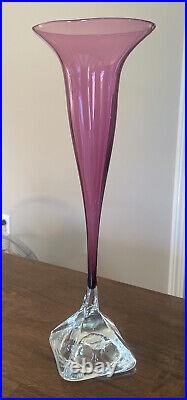 Willsea O'Brien Purple Glass Vase Signed Sculptural