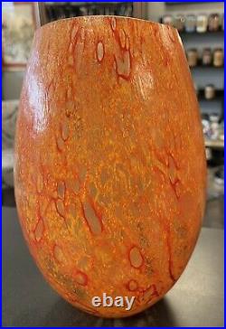Wonderful Kosta Boda Dino Orange-Yellow Glass Vase NWOT
