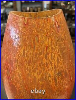 Wonderful Kosta Boda Dino Orange-Yellow Glass Vase NWOT