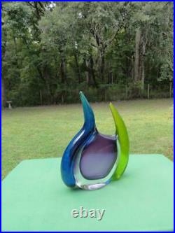 Young & Constantin Blue Green Purple Art Glass Vase Signed