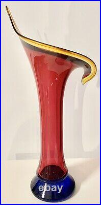 Young & Constantin Rare Gallery Hand Blown Art Glass Calla Vase Signed 19.25H