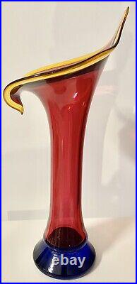 Young & Constantin Rare Gallery Hand Blown Art Glass Calla Vase Signed 19.25H