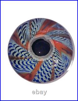 Zephyr Studio Peacock Art Vase Glass 1977 Swirl Abstract Signed